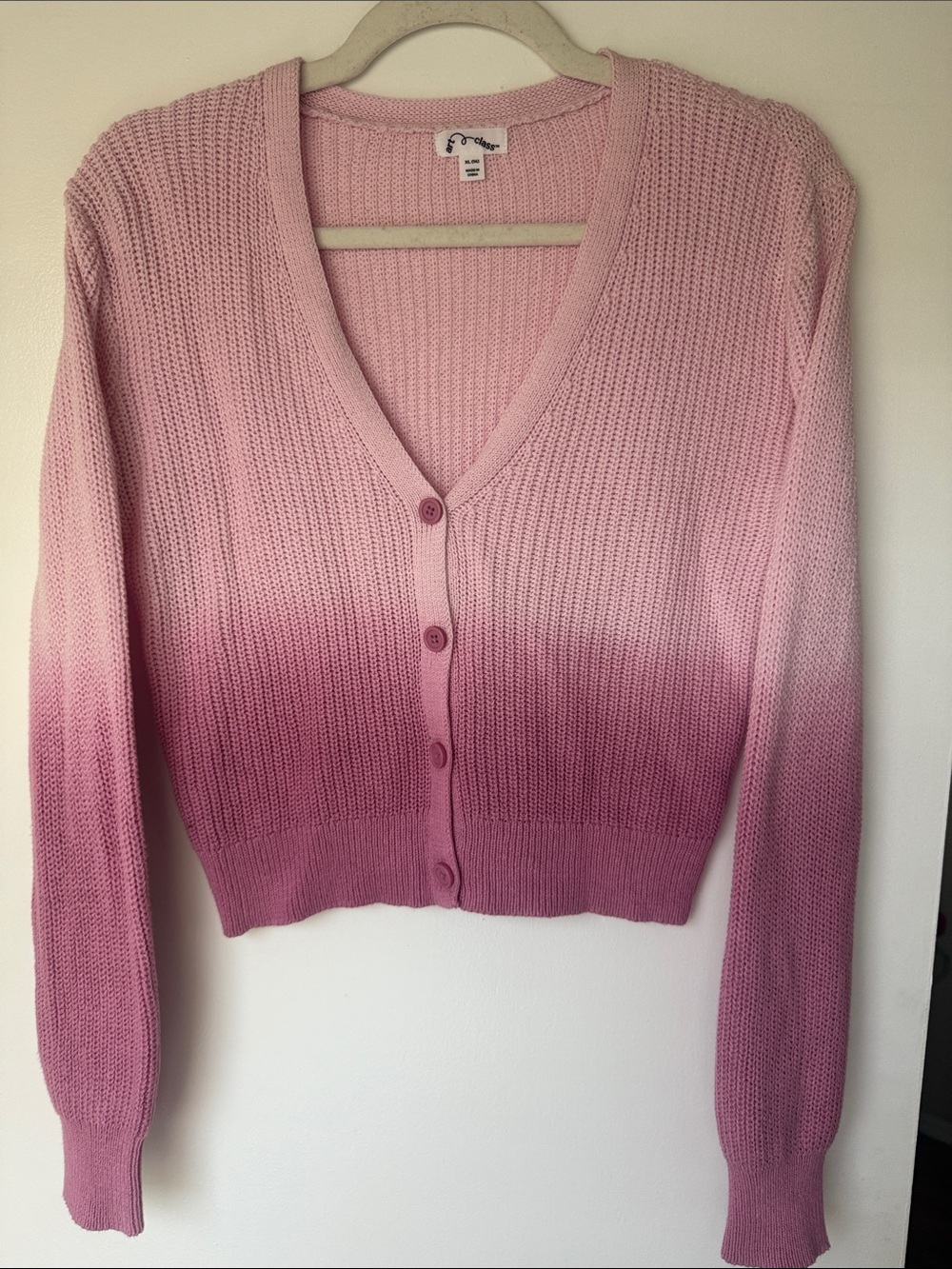 art class Pink Ombre V-Neck Button Cardigan